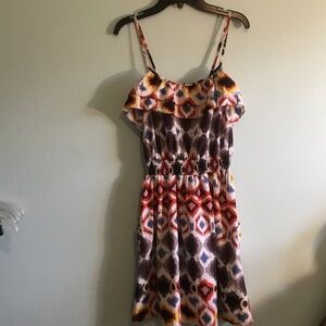 Sleeveless Geometric Print Summer Dress - Multicolor